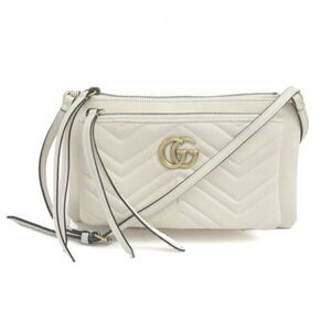 GUCCI White GG Marmont Pochette Shoulder Bag